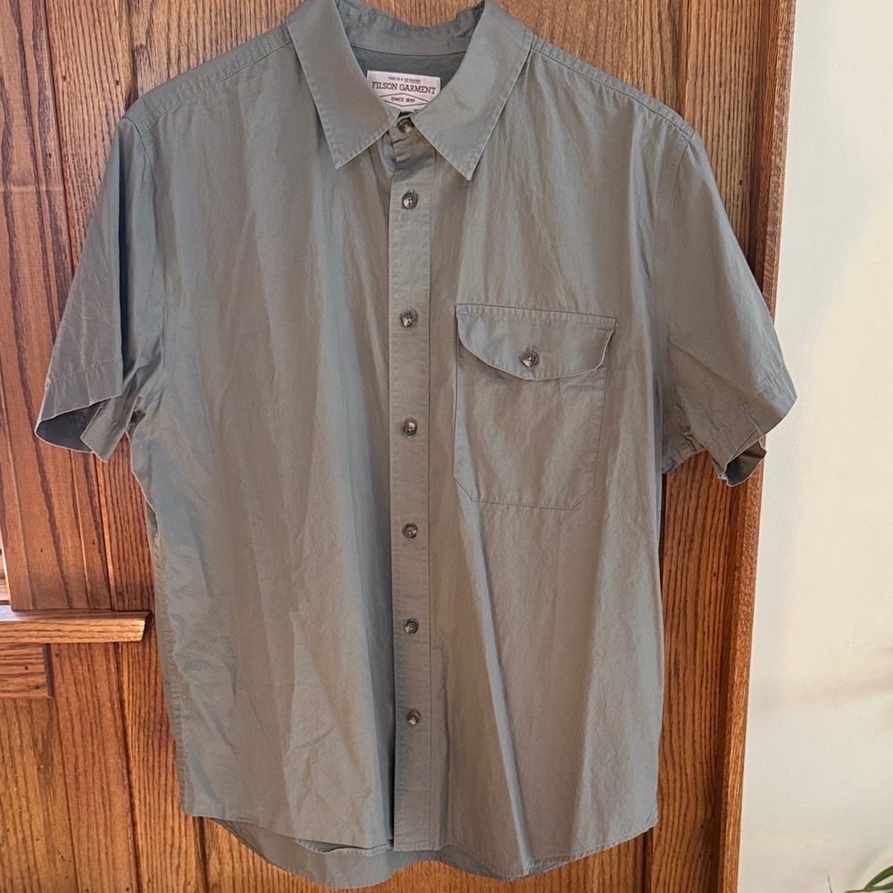 Filson Short Sleeve Feather Cloth Shirt in the Olive